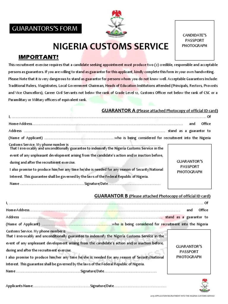 Nigeria Police Guarantor Form 2023/2024 PDF Download [Nigeria Police Recruitment]